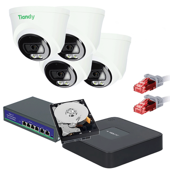 Zestaw Monitoringu 4 Kamery IP TC-C34XP Color Maker Switch PoE HDD 1TB