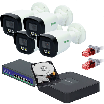 Zestaw Monitoringu 4 Kamery IP TC-C34WP Color Maker HDD 1TB Switch PoE